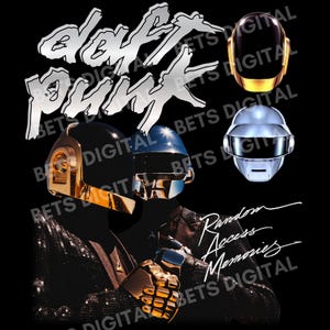 Daft Punk PNG T Shirt Design. Daft Punk rock band tshirt 4500x5100 px Vintage Bootleg Tee. Instant Download And Ready To Print, 300 dpi.