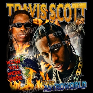 Travis Scott Astroworld PNG T-Shirt Design. PNG Digital 4500x5100 px 90er Jahre Vintage, Bootleg Tee. Sofortiger Download und fertig zum Drucken, 300 dpi.