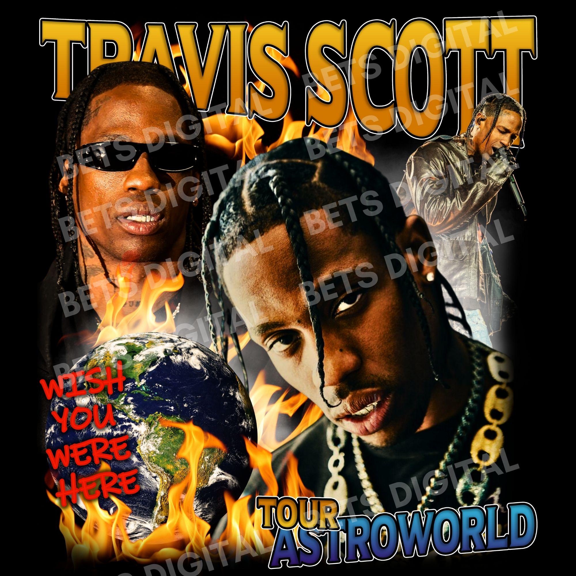 Travis Scott Astroworld PNG T Shirt Design. PNG Digital 4500x5100 px 90s Vintage, Bootleg Tee. Instant Download And Ready To Print, 300 dpi.