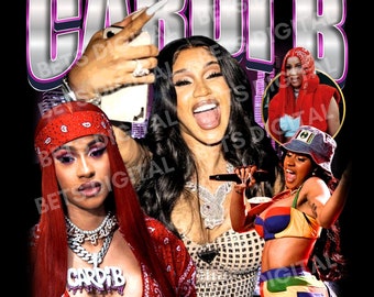 Cardi B Png, T-shirt design, bootleg tees design, ready to print, printable design, hip hop artist, 90s, rapper, rap tee design, 300 dpi