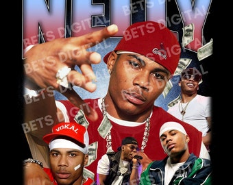 Nelly PNG T Shirt Design. PNG Digital 4500x5100 px. Retro, 90s Vintage, Bootleg Tee. Instant Download And Ready To Print.