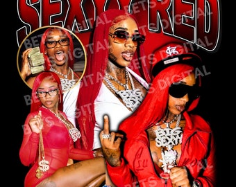 Sexyy Red PNG, T-shirt design, bootleg tees design, ready to print, printable design, hip hop artist, 90s, rapper, rap tee design, 300 dpi