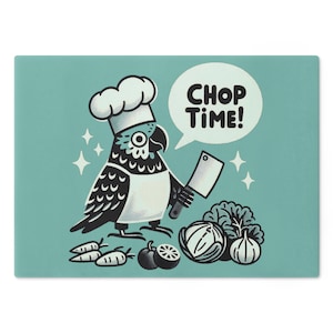Chop Time! Cutting Board by Parrot Charity Prints