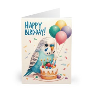 Happy Bird-Day! Biglietti di auguri vuoti (confezione da 5) per il compleanno del tuo uccellino - Parrot Charity Prints