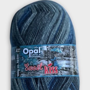 Opal Sock Yarn Sweet Kiss, wool, 4 ply, Sweet Kiss Fingering Wool Nylon 11265 Grey Blue Neutral