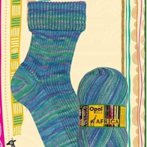 Opal Sock Yarn - Africa 11164 -  4 ply - Turquoise - Fingering Wool Nylon