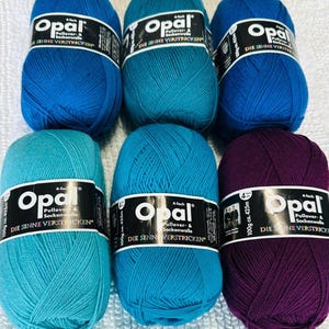 Opal Sock Yarn wool, 4 ply, Fingering weight, jewel, blue