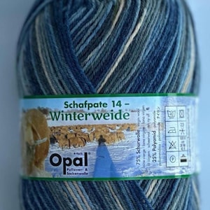 Opaal sokkengaren - Schafpate 14 11191 4-laags blauw - vingerwol nylon Duitsland blauw/grijs/bruin neutraal