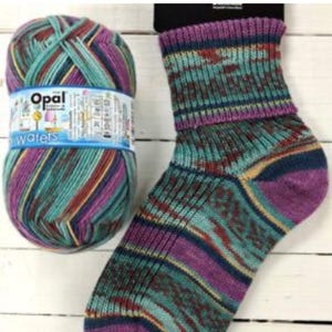 Opal Sock Yarn - Crazy Waters -  4 ply - 11310 Blue Turquoise Fingering Wool Nylon