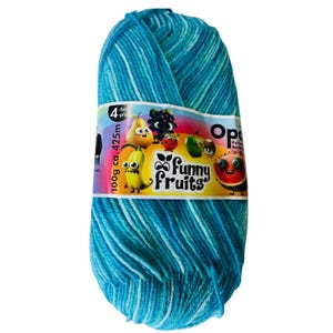 Opal Sockenwolle - Lustige Früchte - 11415 4 fädig - Türkis Blau - Fingering Weight - Deutschland