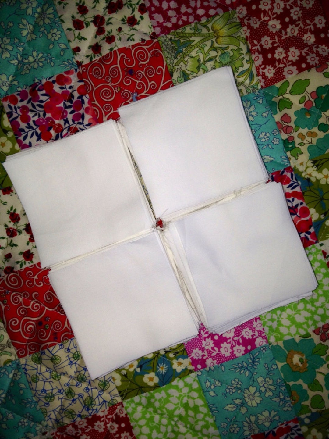 100 Die Cut 2.5 Inch Fabric Squares Fine White Egyptian Cotton Percale