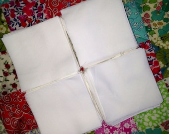 100 Die cut 2.5 inch fabric squares - fine white Egyptian cotton percale