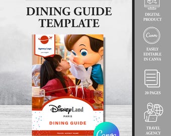 Disneyland Paris Dining Guide Template, Travel Agent Meal Planner (Canva Editable)
