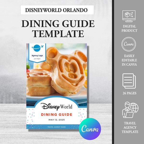 WDW-gids dinerplan, canvassjabloon Disney reisbureau, Walt Disney World Restaurant and Food, Disney-dinerplan, park, resort, Springs