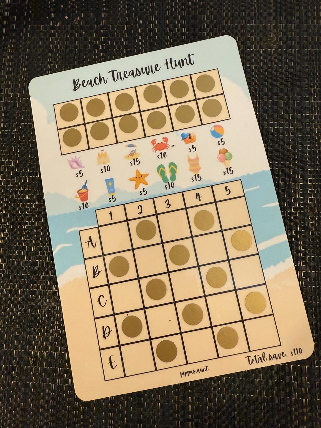 Beach Treasure Hunt Scratch off Savings Challenge - Etsy