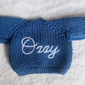 Handmade Boys Crochet Cardigan 0-6 months Personalized Unisex Bespoke Outfit Named Gender Neutral Baby Toddler Sweater Coming Home Outfit