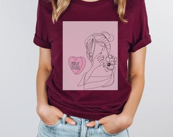 Koszulka z napisem „Self Care” – motywująca koszulka z napisem „Self Love” – 100% bawełny, rozmiar S-2XL
