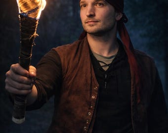 Handmade Wooden Torch: Camping, LARP, Recreation, Medieval, Renaissance Prop