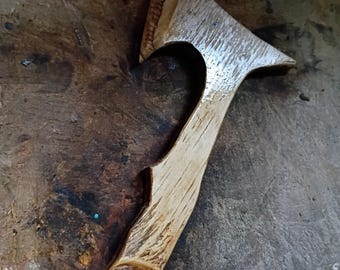 Hacha de guerra de madera tallada a mano: disfraz o artículo de utilería para cosplay o decoración