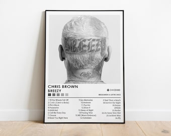 Póster de la portada del álbum 'Breezy' de Chris Brown / Impresión musical mate