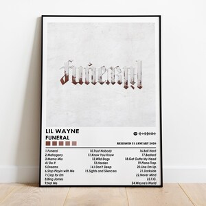 Impresión de póster de Lil Wayne / Póster de funeral / Póster musical / Póster de portada de álbum / Decoración de pared / Regalo musical / Decoración de habitación