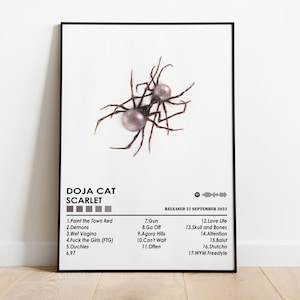 Poster chat Doja | Affiche écarlate | Affiche de musique | Poster de la pochette de l&#39;album | Décoration murale | Cadeau musique | Décoration de la chambre