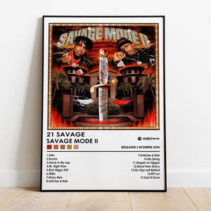21 Savage Poster Print | Savage Mode II Poster | Music Poster | Album Cover Poster | Wall Decor | Music Gift | Room Decor