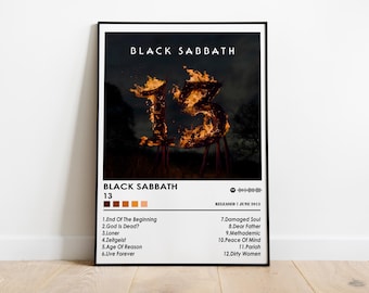 Póster de la portada del álbum "13" de Black Sabbath / Impresión musical mate