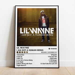 Póster de Lil Wayne / Póster de "No soy un ser humano" / Póster musical / Póster de portada de álbum / Decoración de pared / Regalo musical / Decoración de habitación