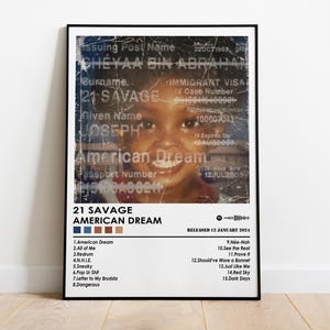 21 Savage Poster Print | American Dream Poster | Music Poster | Album Cover Poster | Wall Decor | Music Gift | Room Decor