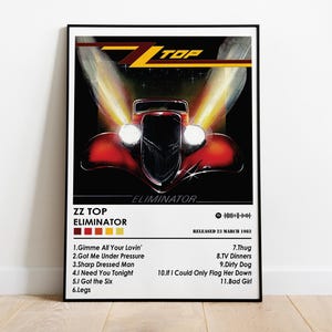 ZZ Top Poster Print | Eliminator Album Poster | Music Poster | Album Cover Poster | Wall Decor | Music Gift | Room Decor