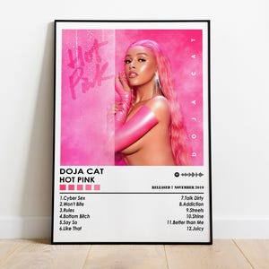Impresión de cartel de Doja Cat / Cartel rosa caliente / Cartel de música / Cartel de portada del álbum / Decoración de pared / Regalo de música / Decoración de la habitación