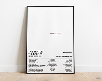 The Beatles Album Tracklist Poster | Minimalist Music Print