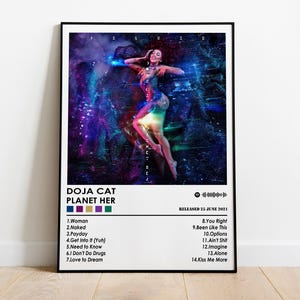 Poster chat Doja | Planète Her Poster | Affiche de musique | Poster de la pochette de l&#39;album | Décoration murale | Cadeau musique | Décoration de la chambre