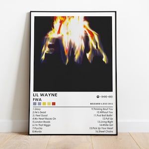 Impresión de póster de Lil Wayne / Póster de FWA / Póster musical / Póster de portada de álbum / Decoración de pared / Regalo musical / Decoración de habitación