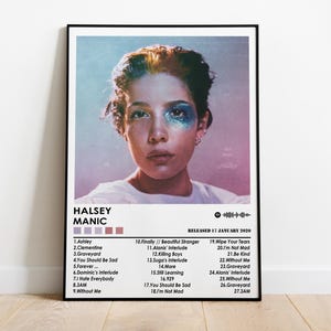 Pôster da Halsey | Pôster Manic | Pôster de música | Pôster de capa de álbum | Decoração de parede | Presente musical | Decoração de quarto