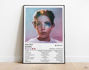 Póster de la portada del álbum Halsey Manic / Decoración de pared musical