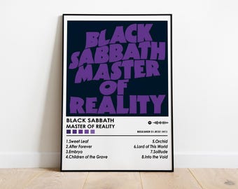 Póster del álbum "Master of Reality" de Black Sabbath / Decoración para sala de música