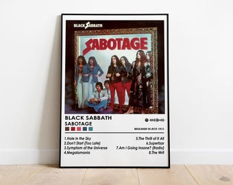 Póster de la portada del álbum Sabotage de Black Sabbath / Decoración de pared para sala de música