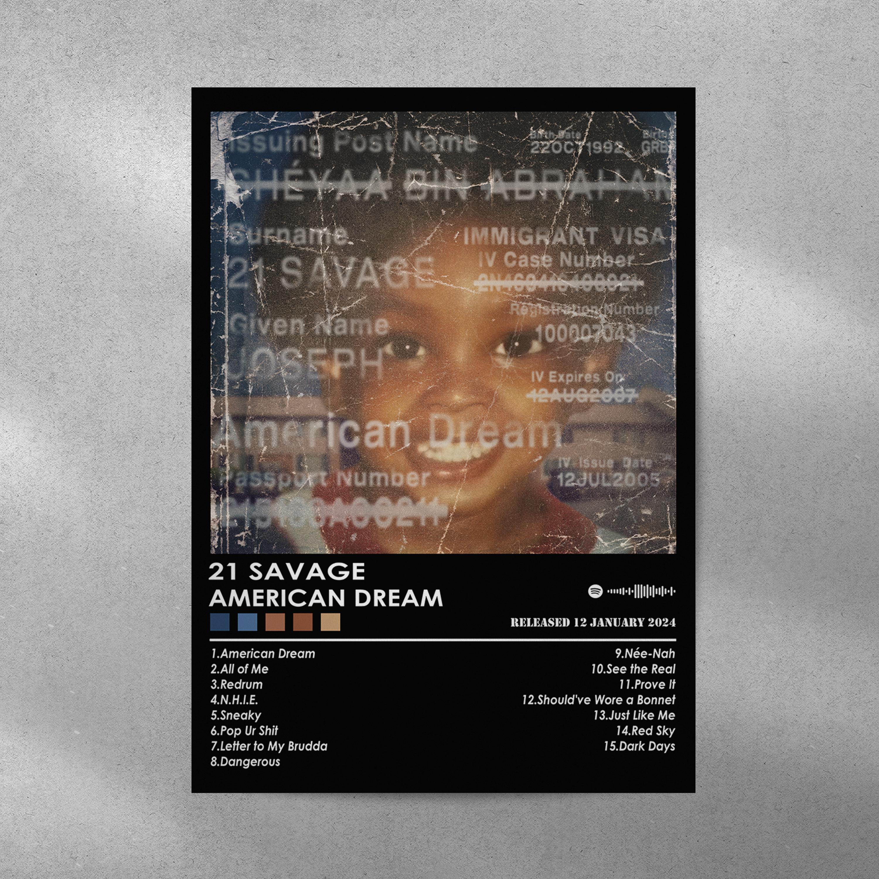 21 Savage 'american Dream' Album Cover Art Print - Etsy