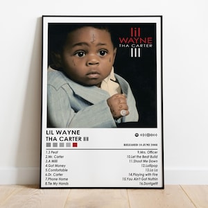 Impresión de póster de Lil Wayne / Póster de Tha Carter 3 / Póster musical / Póster de portada de álbum / Decoración de pared / Regalo musical / Decoración de habitación