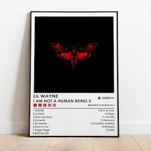 Póster de Lil Wayne / Póster de "No soy un ser humano 2" / Póster musical / Póster de portada de álbum / Decoración de pared / Regalo musical / Decoración de habitación