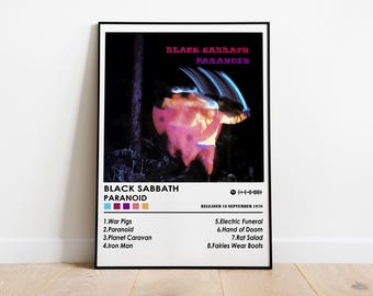 Impresión artística de la portada del álbum "Paranoid" de Black Sabbath / Póster musical
