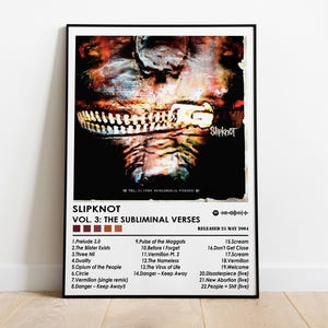 Slipknot Poster Print | Vol 3 the Subliminal Verses Poster | Music Poster | Album Cover Poster | Wall Decor | Music Gift