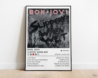 Bon Jovi 'Slippery When Wet' Album Poster | Matte Music Print