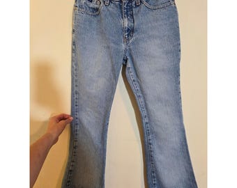 Vintage Express Bleus Extreme Flare Jeans Light Wash High Rise 7/8 S 061451 Y2K
