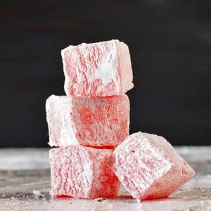 Rose Cube Turkish Delight, Handcrafted Dessert, Turkish Sweets, Fruity Candy, Marshmallows, Turkish Delight, Perfect Gifts, Confectionery