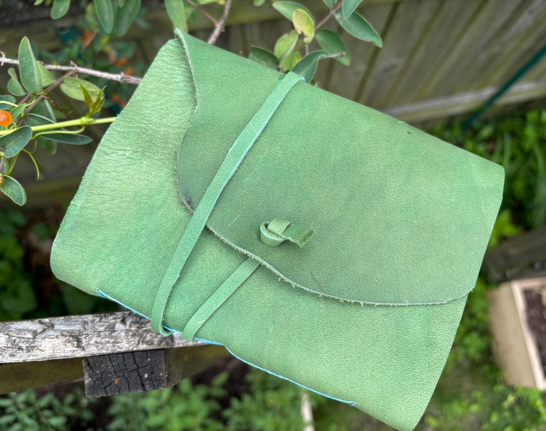 Spring Green Upcycled Leather Journal - Etsy
