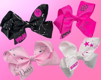 4-Zoll-Baby Kleinkind Mädchen Haarschleife, personalisierte mit Monogramm Clip Zubehör Stirnband Geschenk, Valentines