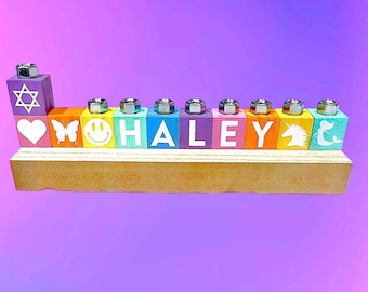 Hanukkah Menorah Chanukah Presente Crianças Blocos Personalizados Personalizados